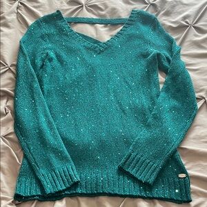 Guess Teal V-Neck Sweater for Women